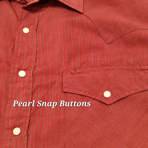 STONERIVER Men's Red XXL Short-Sleeve Western Pearl Snap Button Down Work Shirt - Picture 3 of 6